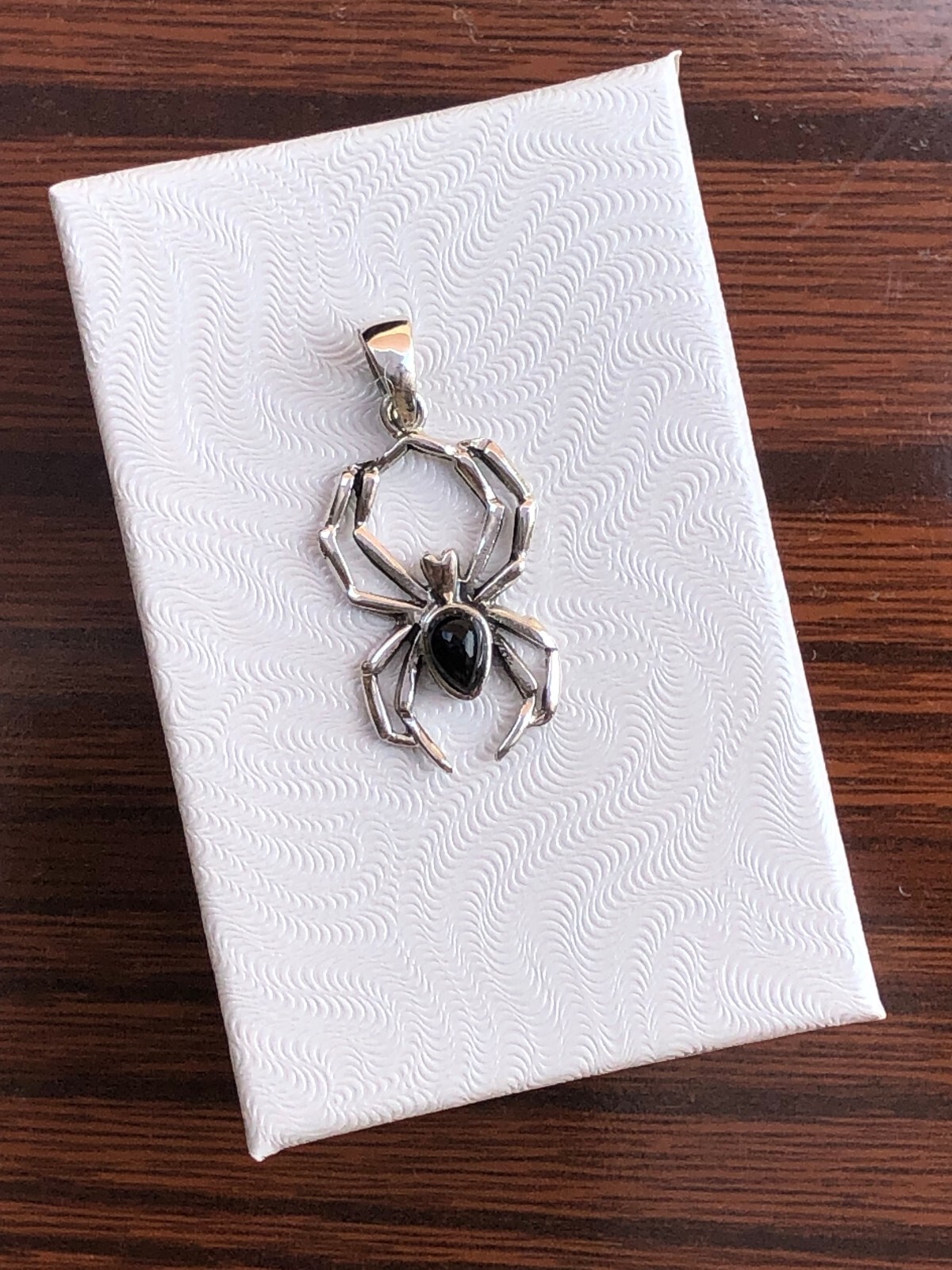 925 Sterling Silver Black Onyx Spider Pendant for necklace 22mm(0.87″)/31mm