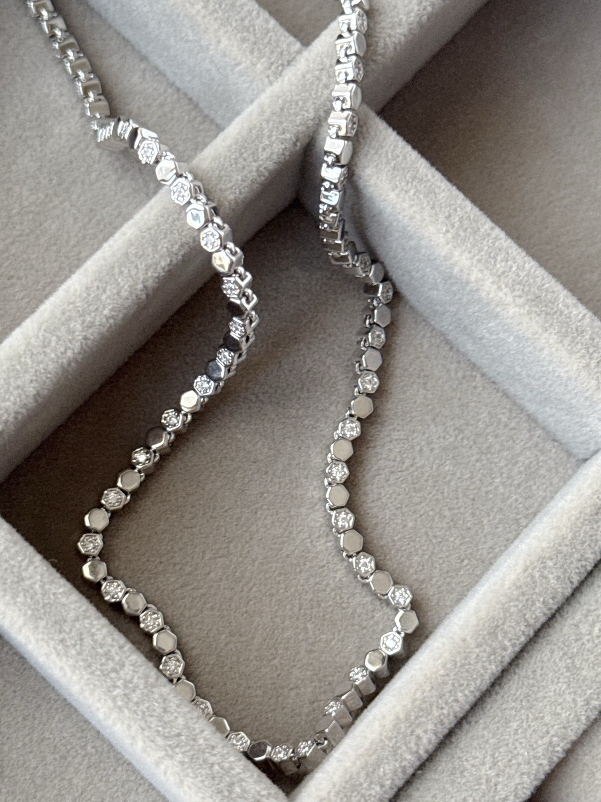 Honeycomb Choker Necklace AAA+ Real Zirconia Platinum Plated Luxury Jewelry
