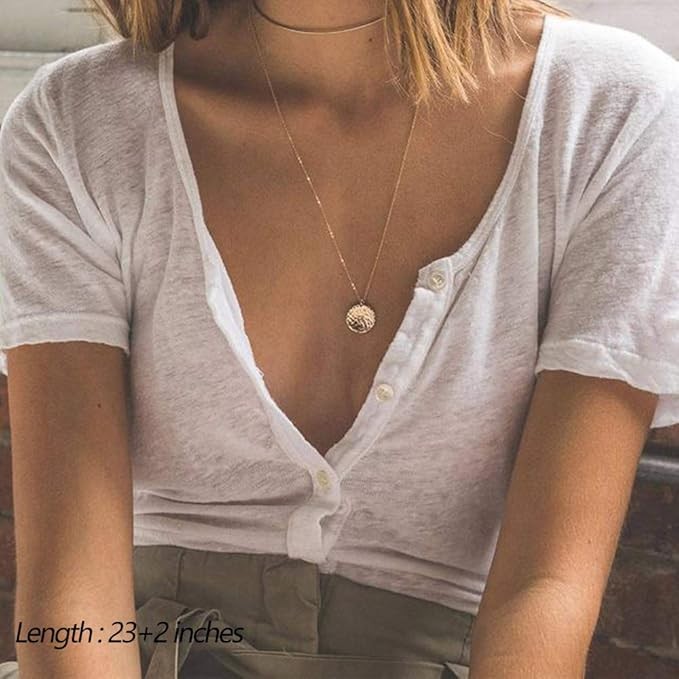 14K Gold Plated Layered Choker Necklace – Elegant Minimalist Women’s Jewelry for