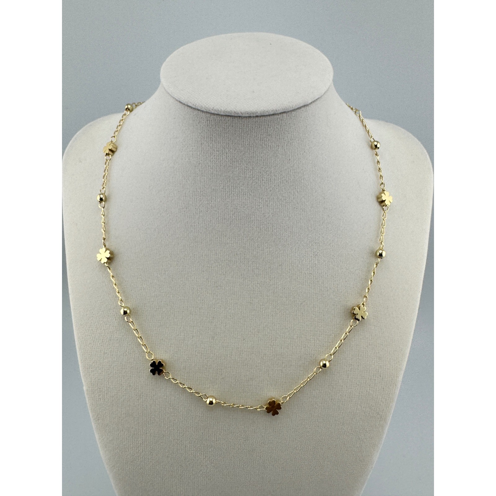 Gold Tone Necklace with Bead Accents Adjustable Chain