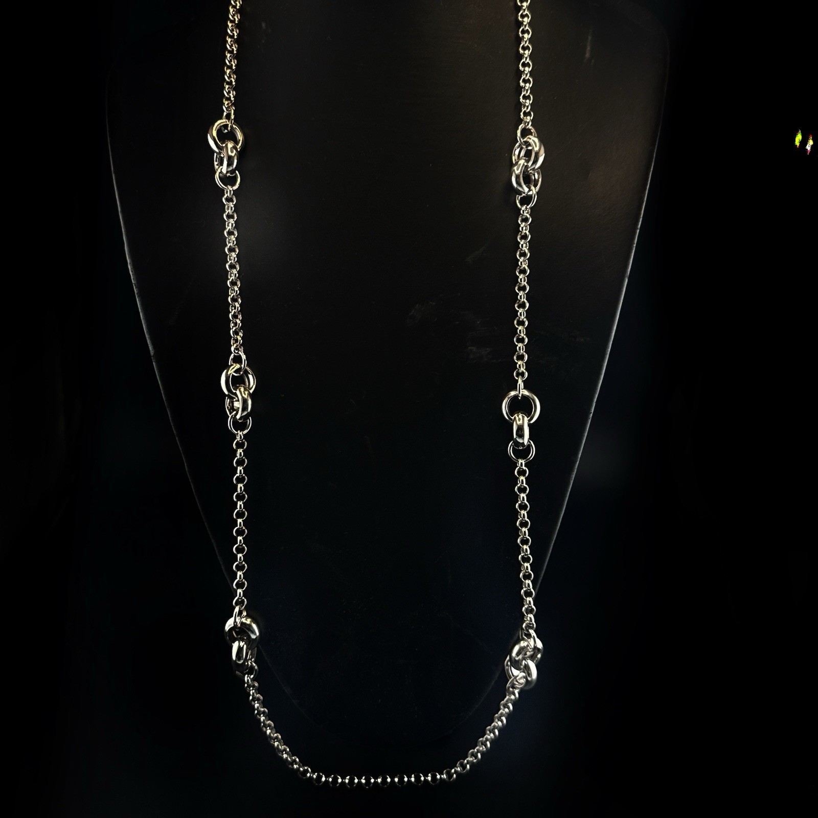 Vicenza Sterling Silver Necklace Chain Link Station Italy Long 36″ QVC 42g