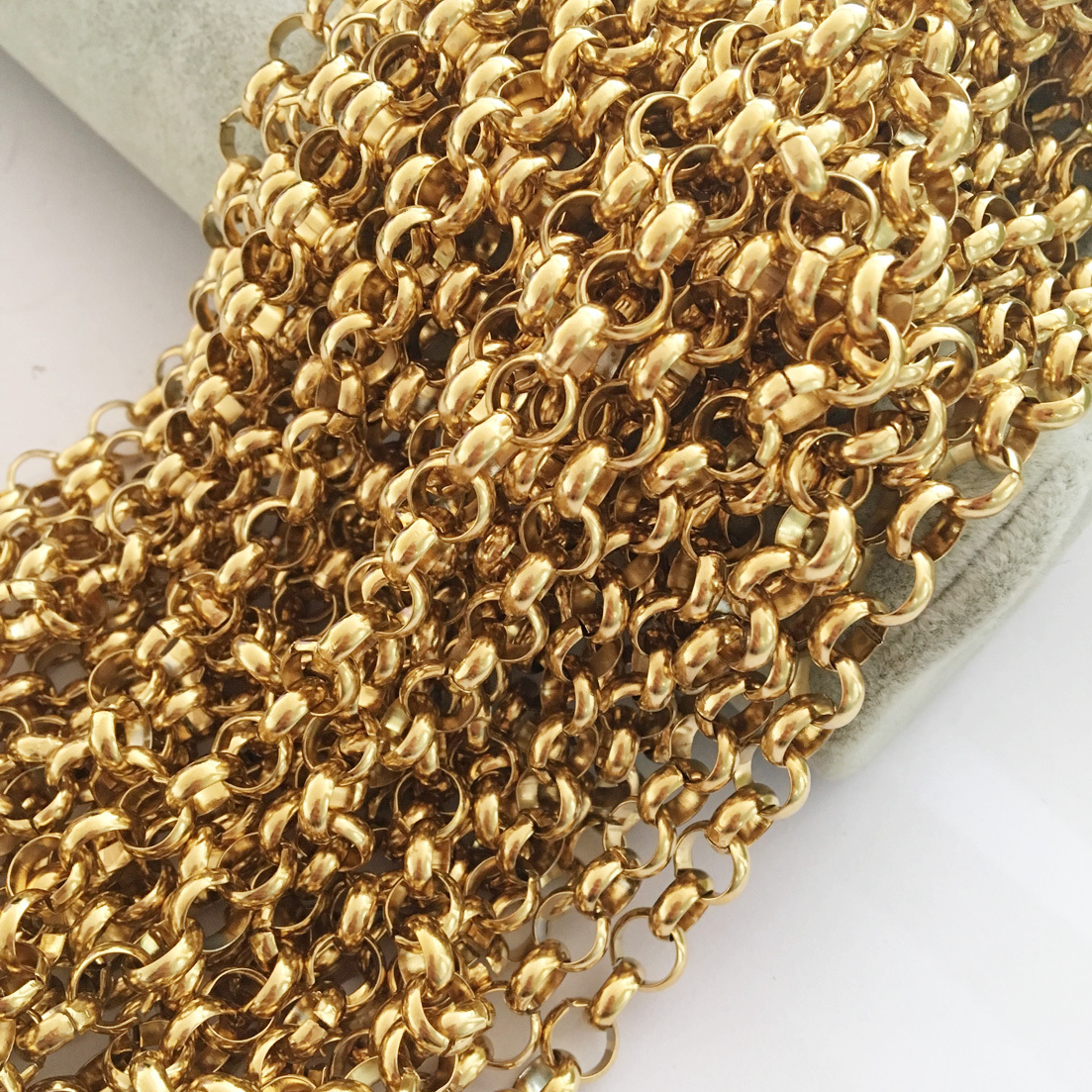 5Meter 3/5/6/8mm Gold Tone In Bulk Factory Stainless Steel Round Rolo DIY Chains