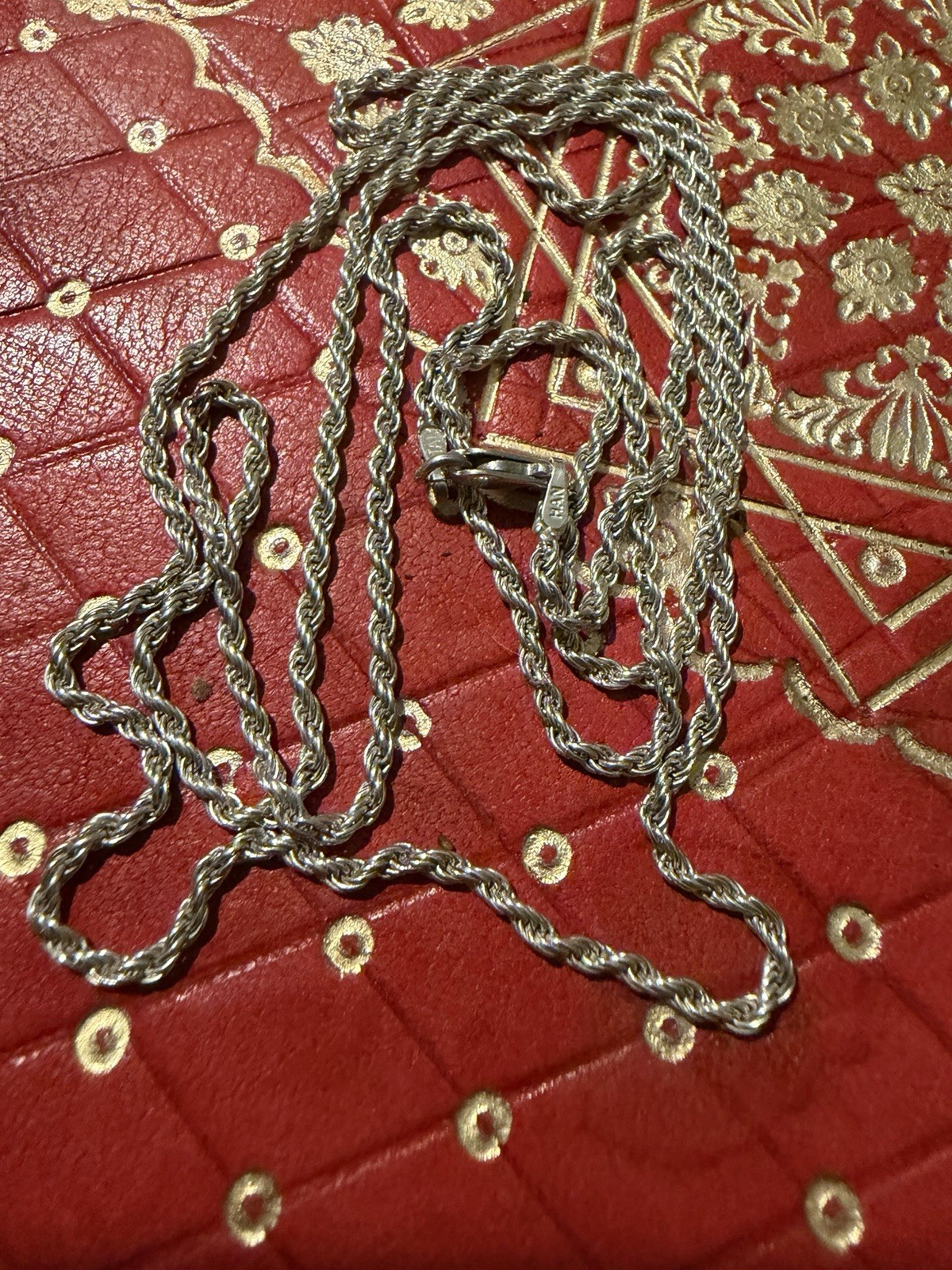 Silver Twisted Rope Chain Necklace, Lobster Clasp, No Stone 30” long
