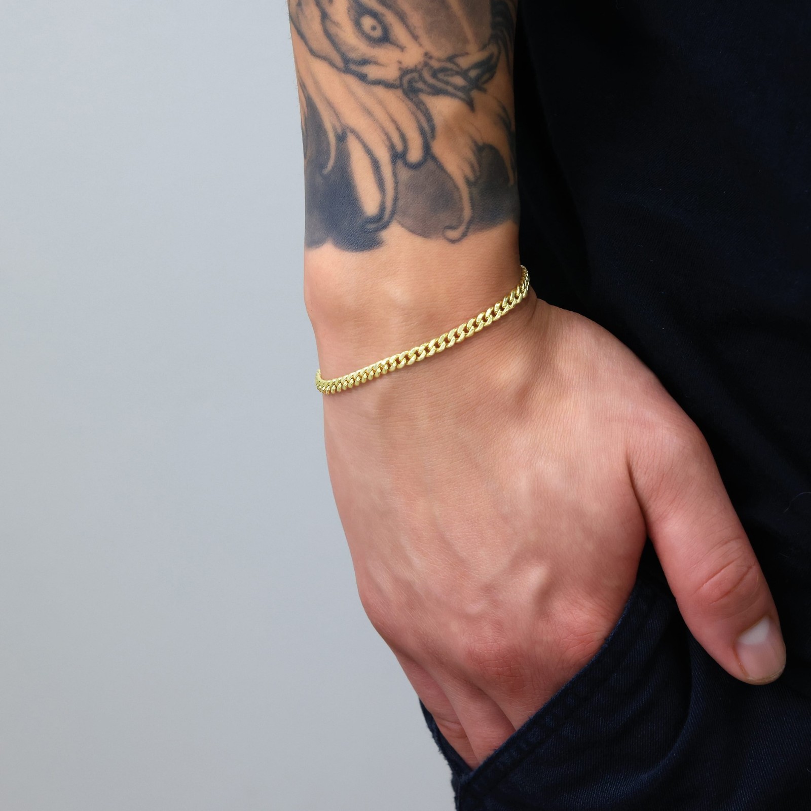 10K Yellow Gold 4mm Real Miami Cuban Link Chain Mens Bracelet Italian Made 9″