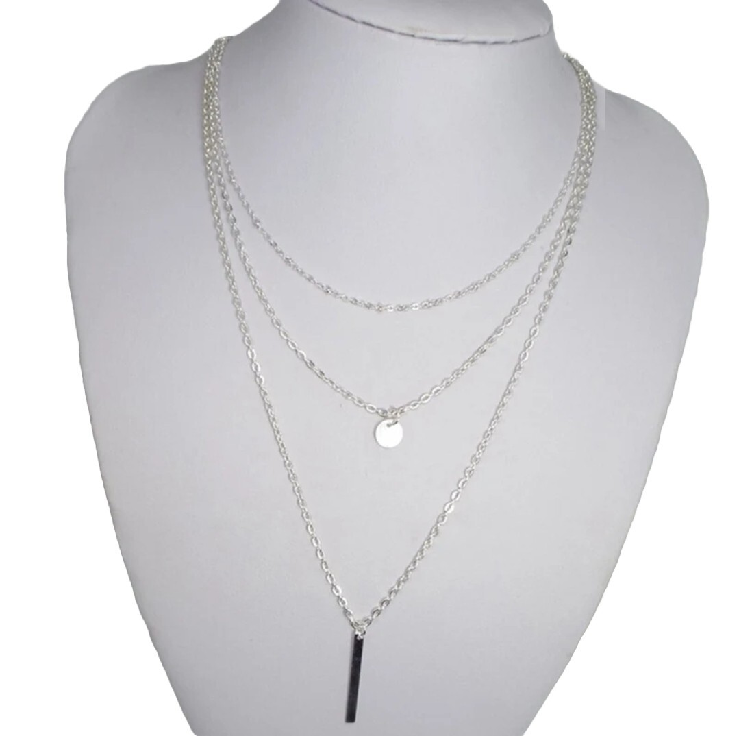 Women Fashion Jewelry Layered Double Pendant Necklace 25-4