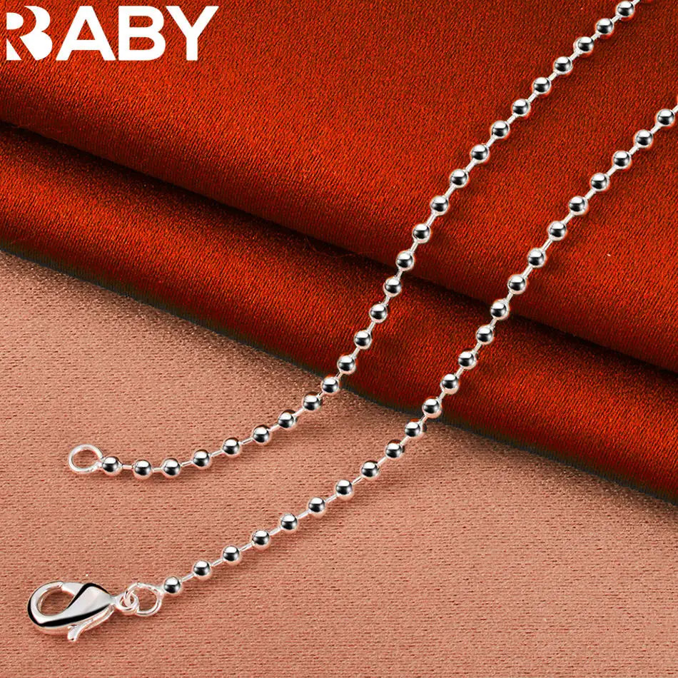 925 Sterling Silver 40-75cm 2mm Beads Necklace Women Anniversary Gift Jewelry