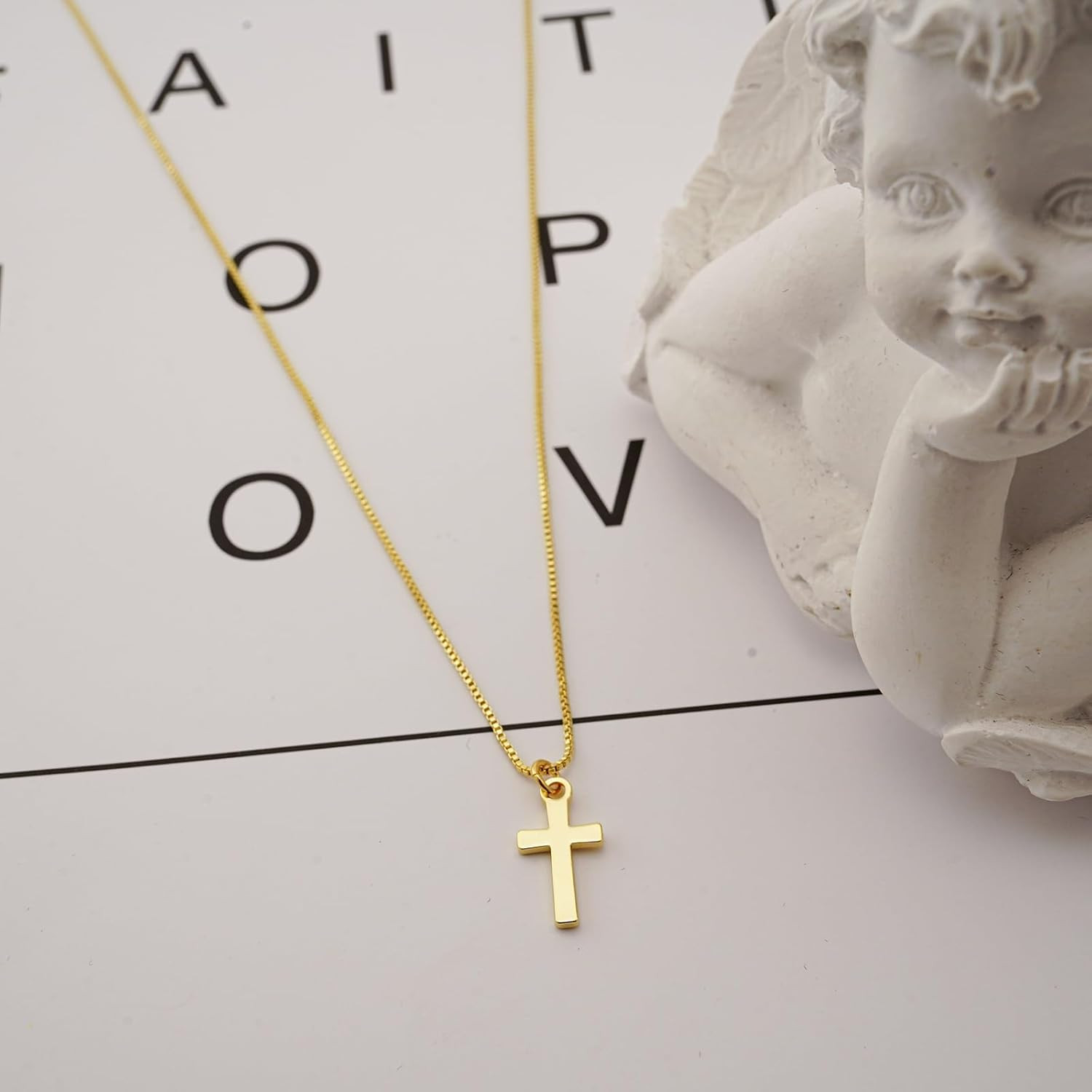Cross Necklace for Women Trendy 14K Dainty Gold Silver Plated Cross Pendant Neck