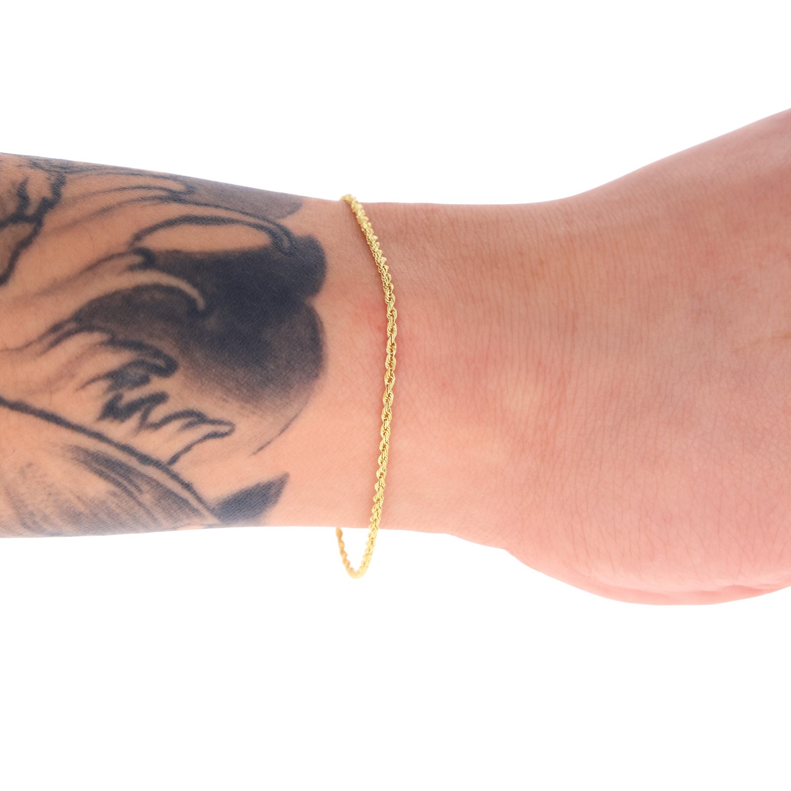 14K Yellow Gold 1.5mm-10mm Solid Diamond Cut Rope Chain Bracelet 7″ 7.5″ 8″ 9″