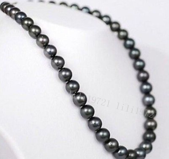 BEAUTIFUL 25″ 9-10MM AAA TAHITIAN BLACK PEARL NECKLACE 14K GOLD CLASP