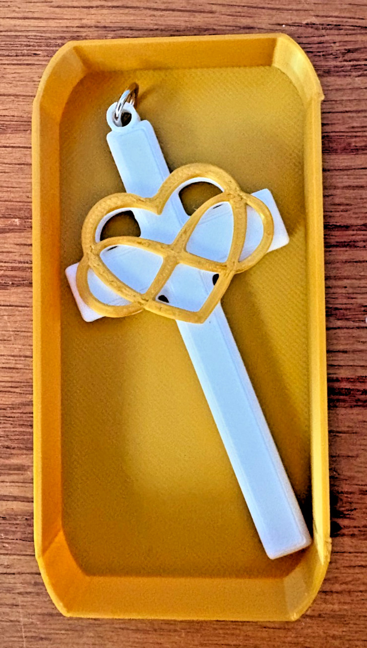 Cross Heart Pendant Eternal Love Necklace 3″ Gold White Christian Gift Box USA