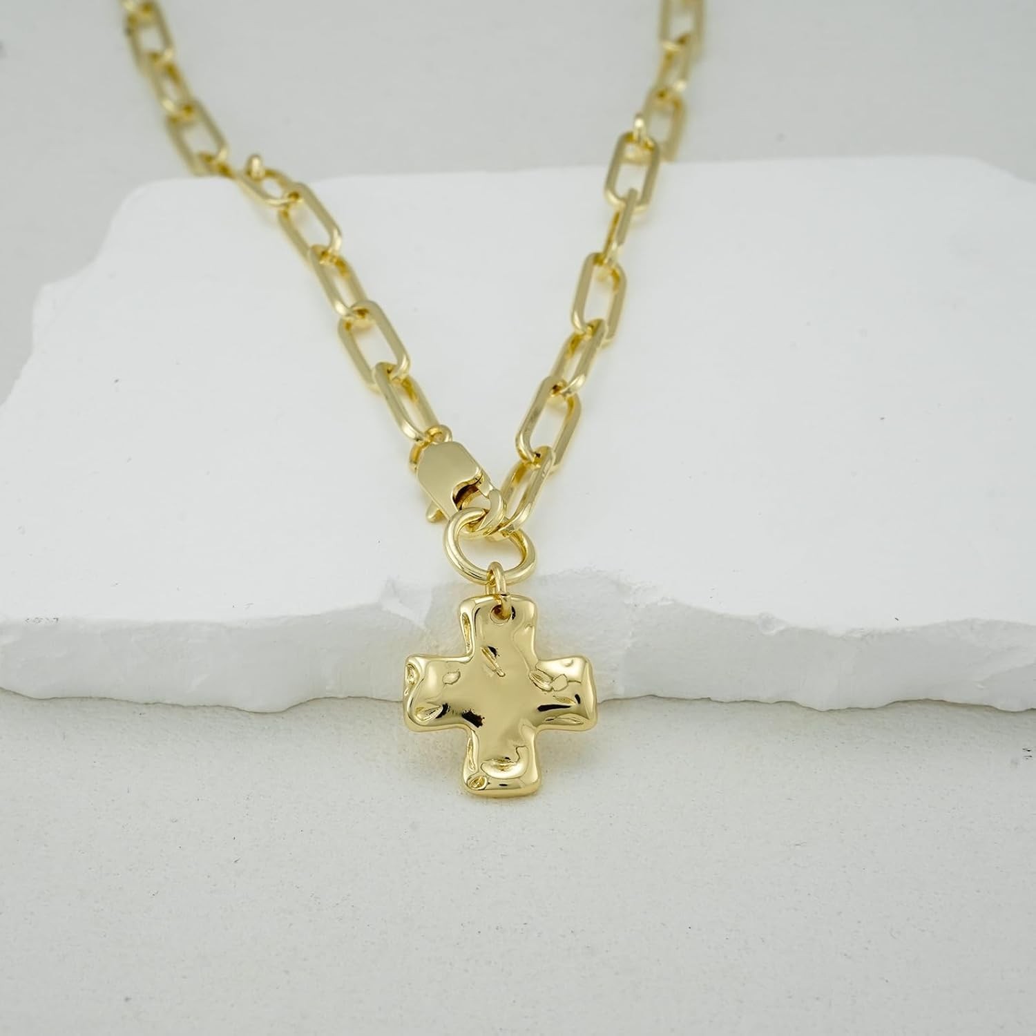 Chunky Cross Necklace for Women Trendy Gold Silver Layered Statement Cross Penda