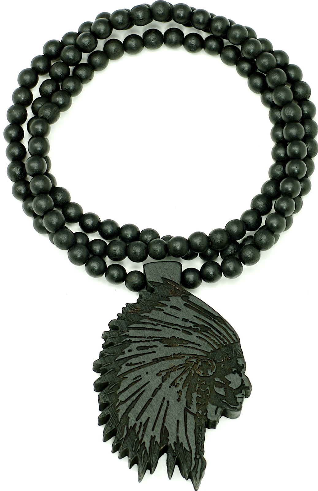 Chief Necklace New Natural Good Wood Style Pendant with 36 Inch Wood Bead Chain