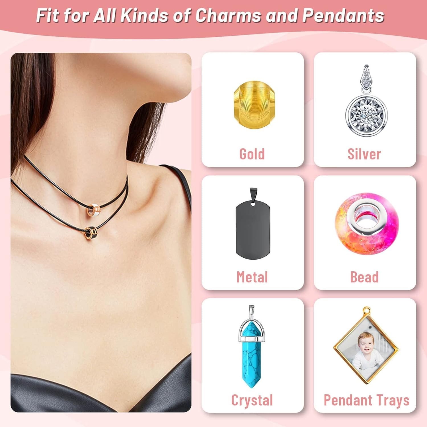 Necklace Cord, 50Pcs Black Necklace String Rope with Clasp, 24 Inch Black Waxed