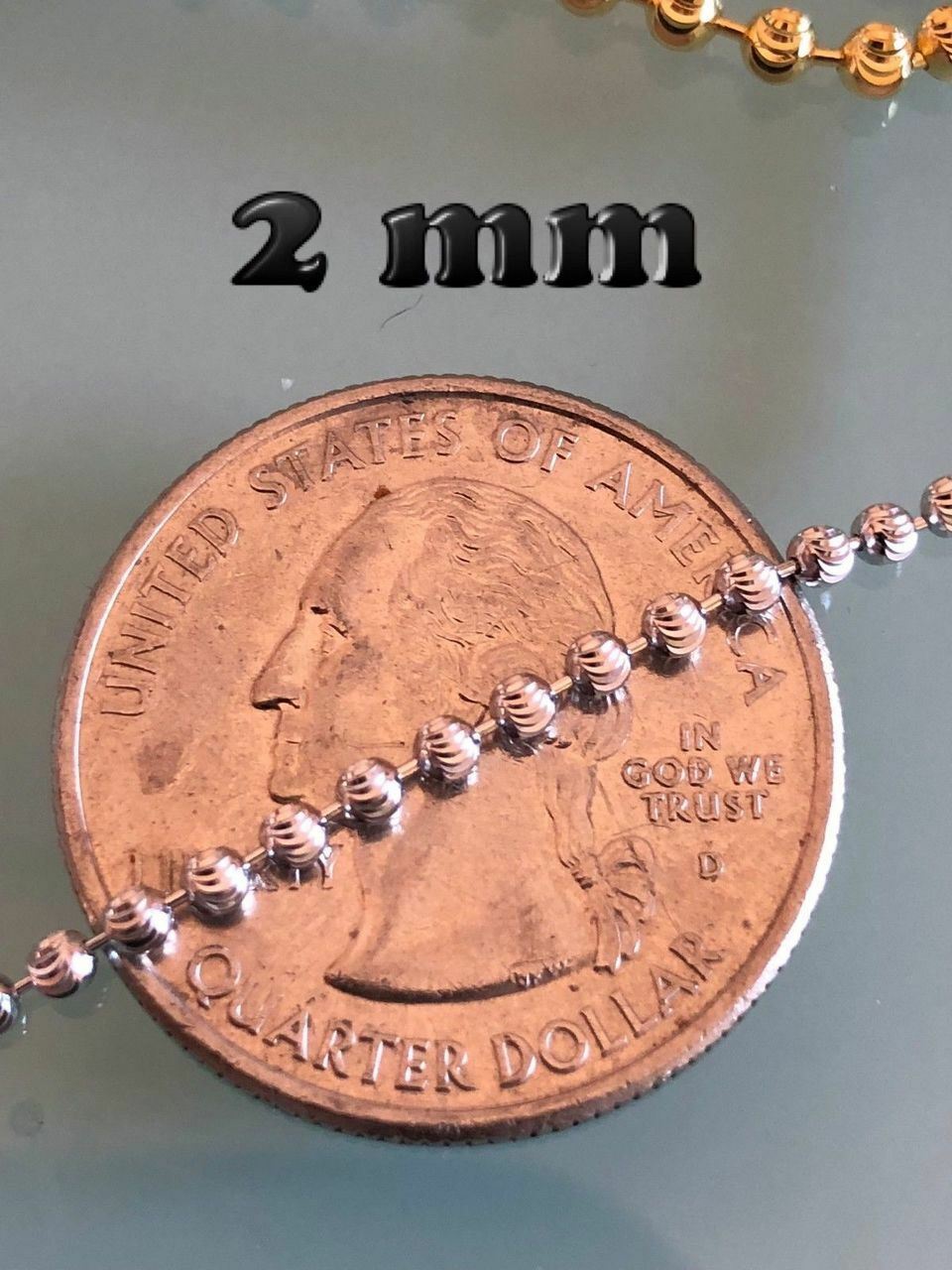 Ball Moon Chain SOLID 925 Silver 14k Yellow Gold Plated Hip Hop Cut Men Women
