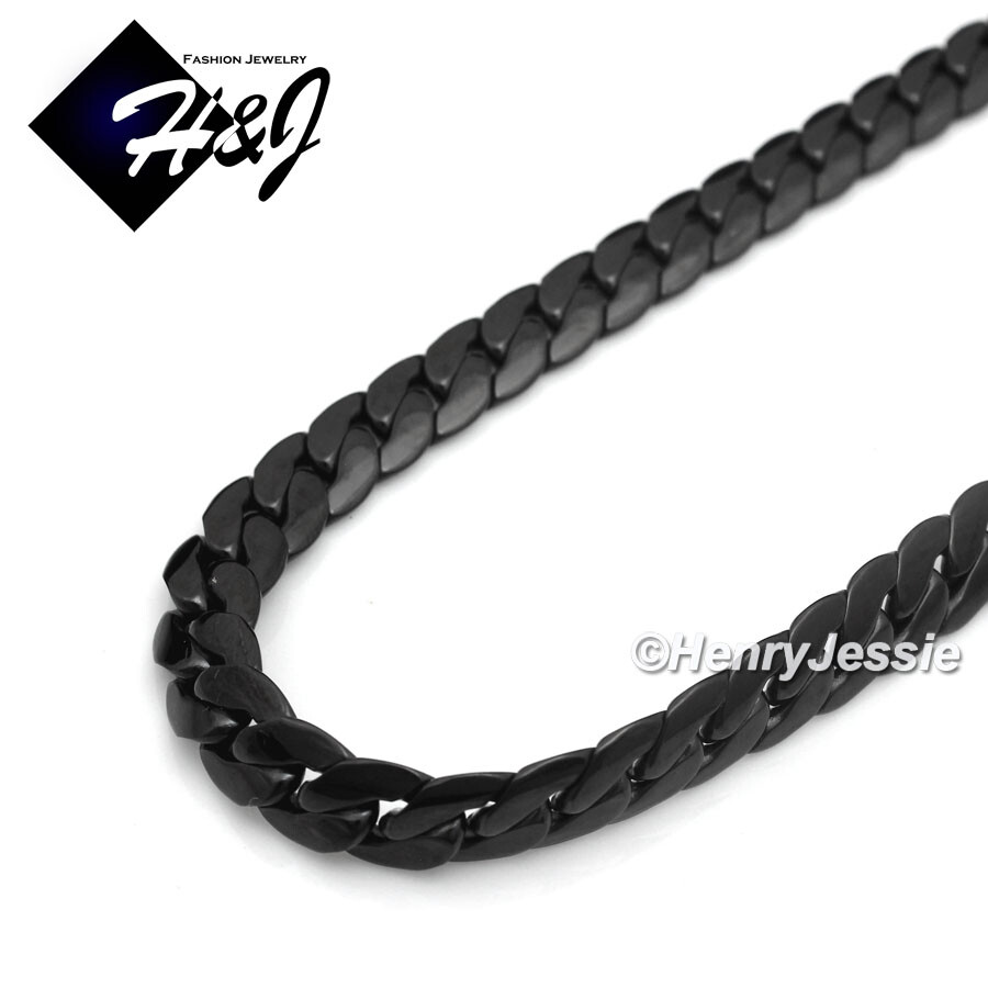 16″-40″MEN Stainless Steel 3mm Black Plated Miami Cuban Curb Chain Necklace*B155