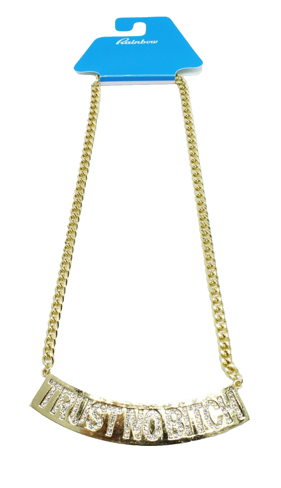New Bling Rhinestone Gold Plated Curb Chain “TRUST NO BITCH” Necklace #N2711