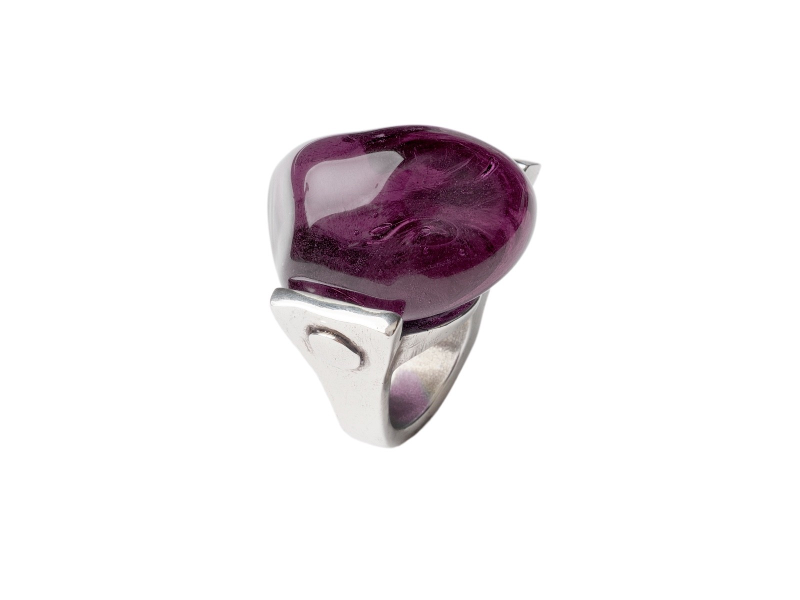CXC Jewelry silver plated ring with Purple resin stone made in Spain size 7