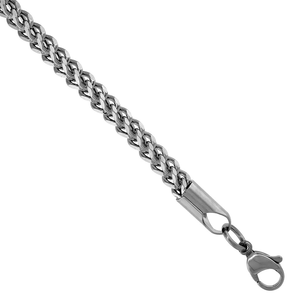 4mm Stainless Steel Franco Chain Necklace 24″, 26″, 28″, 30″