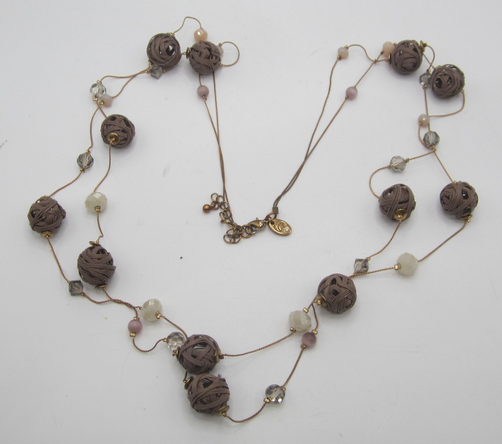 Open Wire Metal Beads with White & Clear Faceted Glass Beads