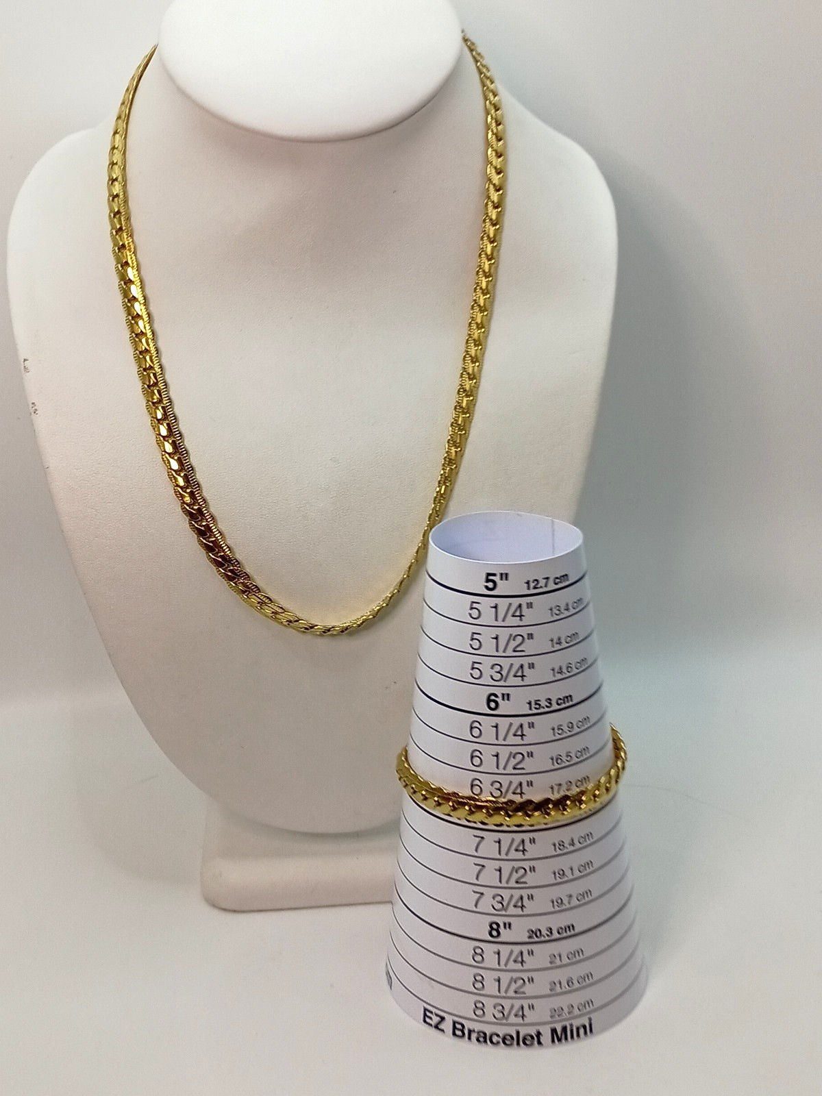 Miami Cuban Link Necklace Bracelet Combo 27″ Gold Tone 1/4″ Wide Diamond Cut