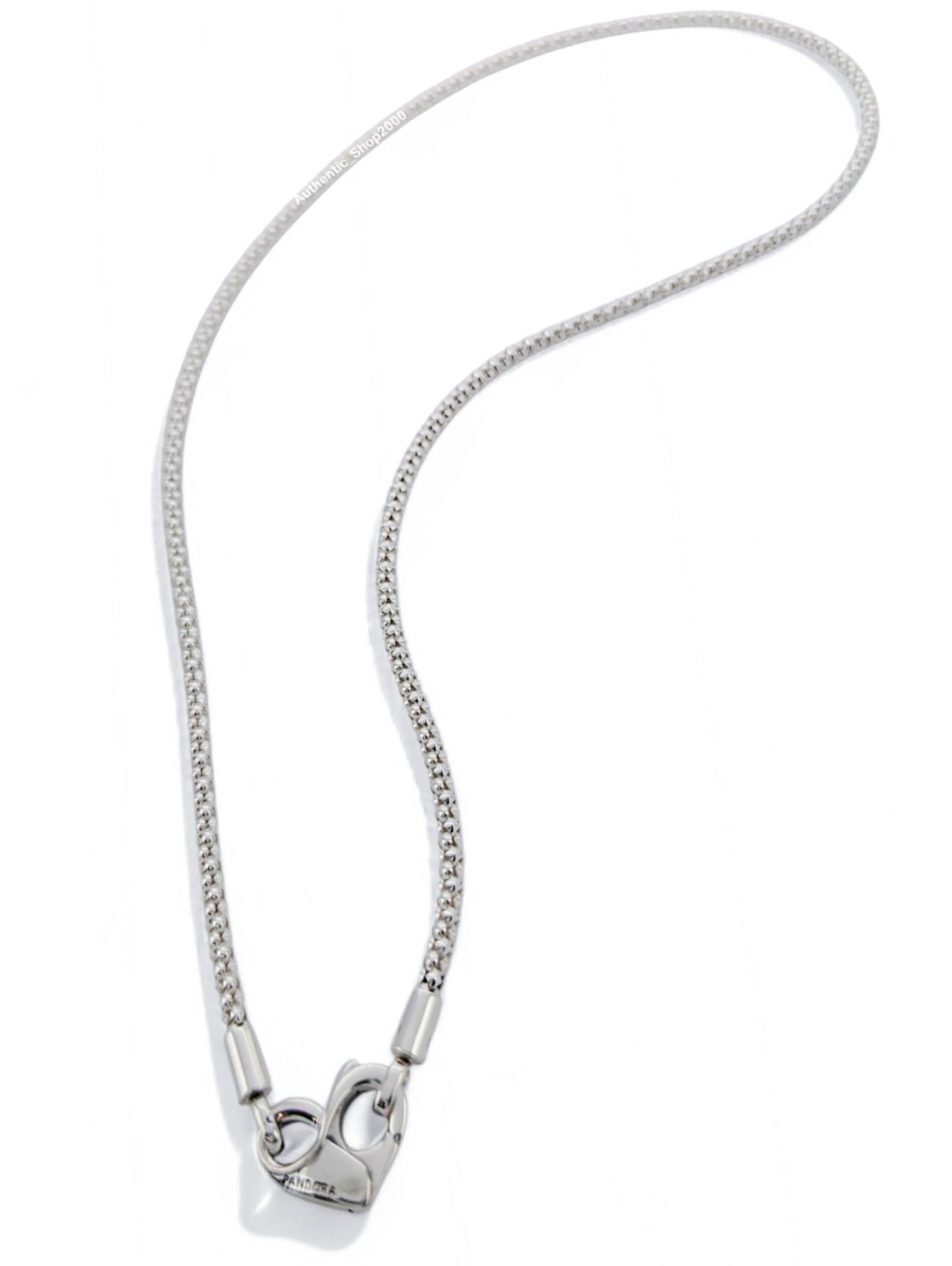 NEW 100% Authentic PANDORA 925 Silver Heart Studded Chain Necklace 392451C00