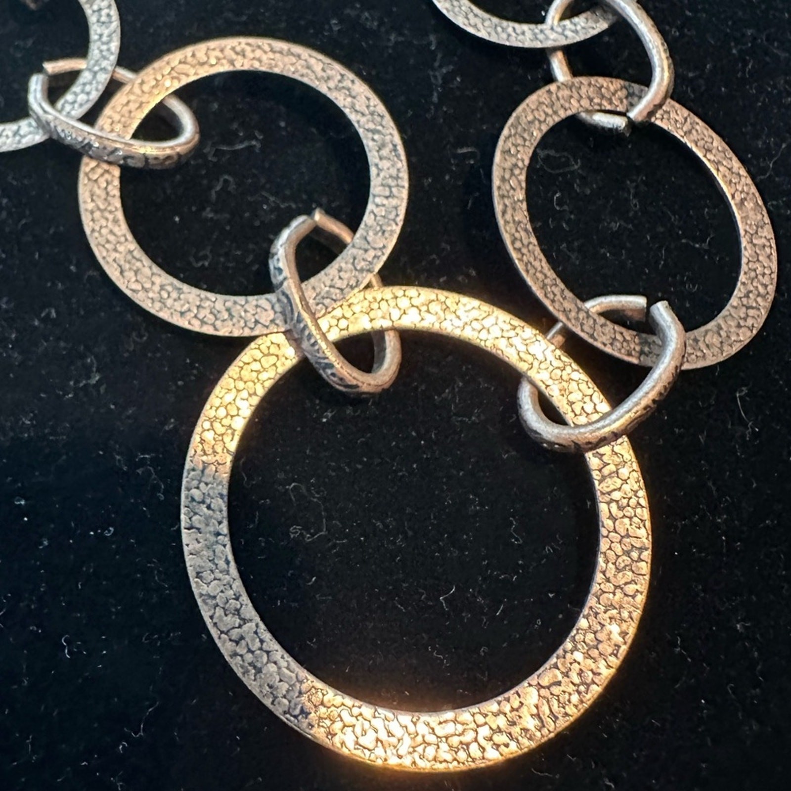 Copper toned circle rings necklace 20”