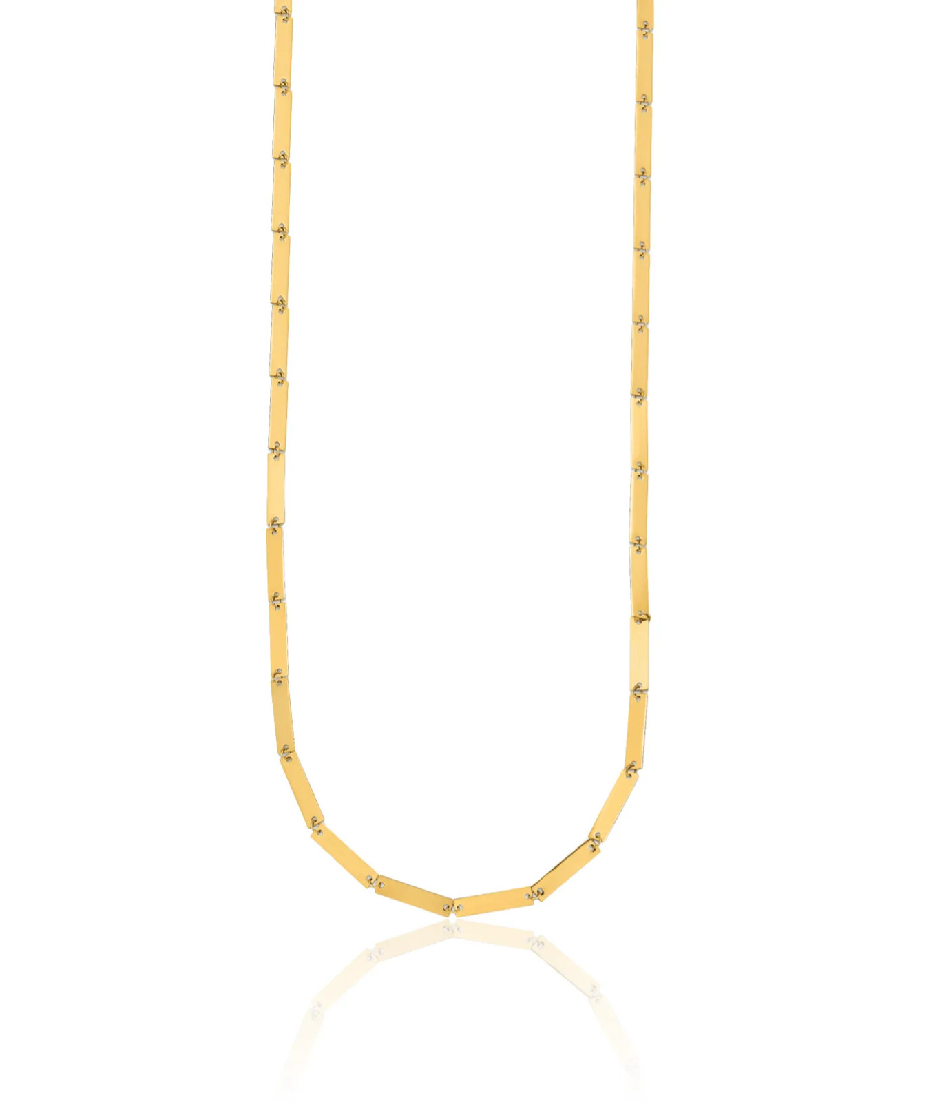 14K Solid Yellow Gold Bar Link Chain Necklace