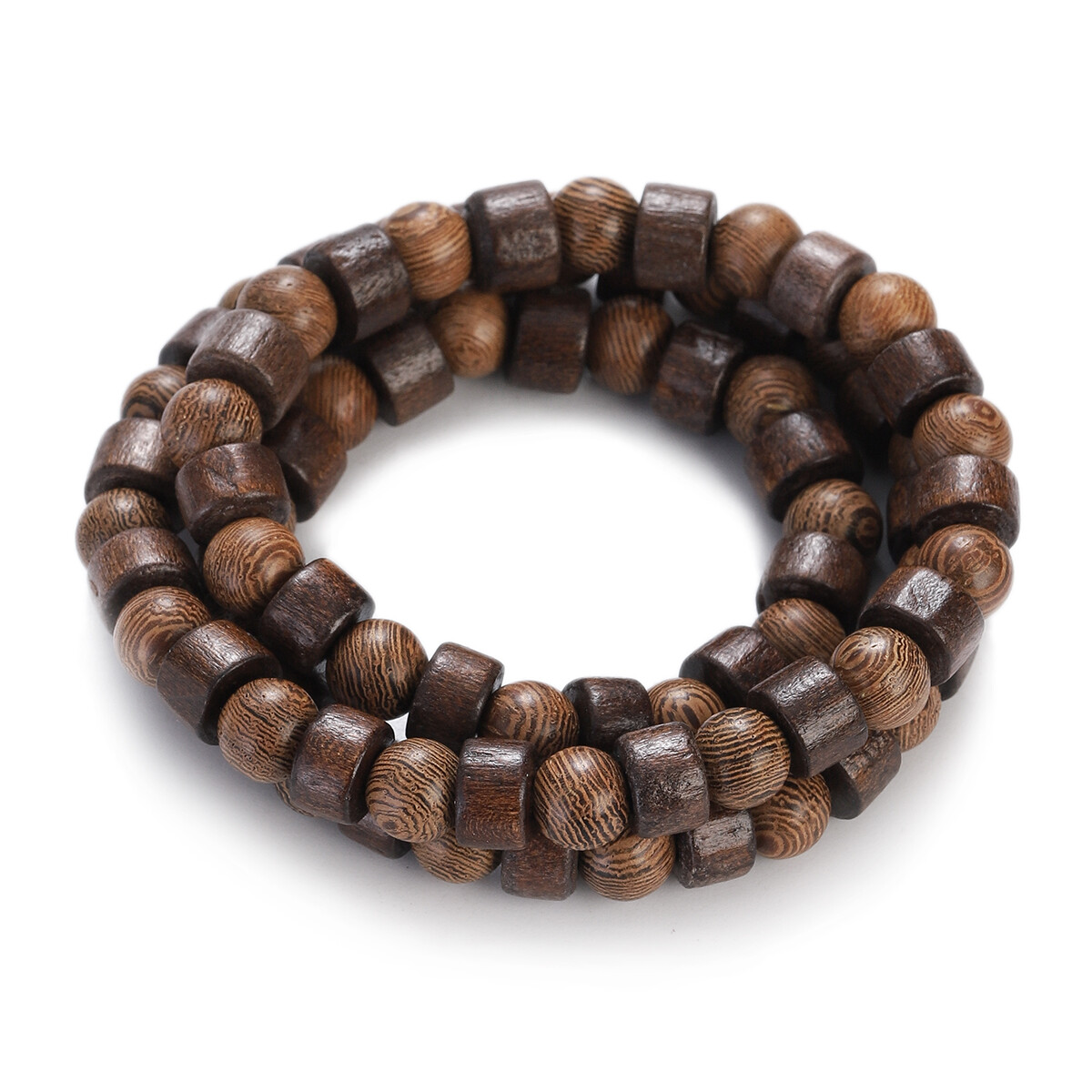 Men’s Natural Wood Round Beaded Necklace Fashion Necklace 22”