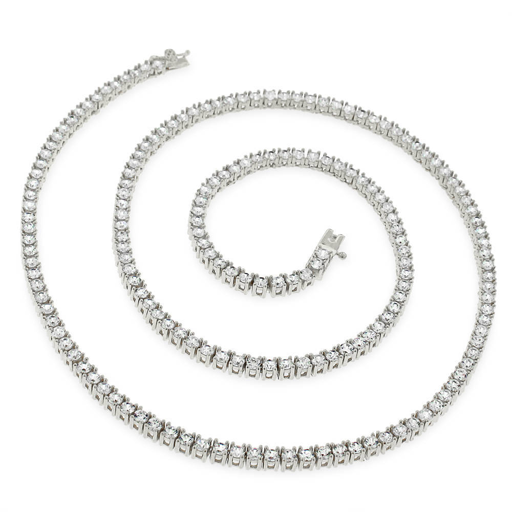 3mm Round Cut CZ Tennis Chain Necklace Anti-Tarnish Solid 925 Sterling Silver