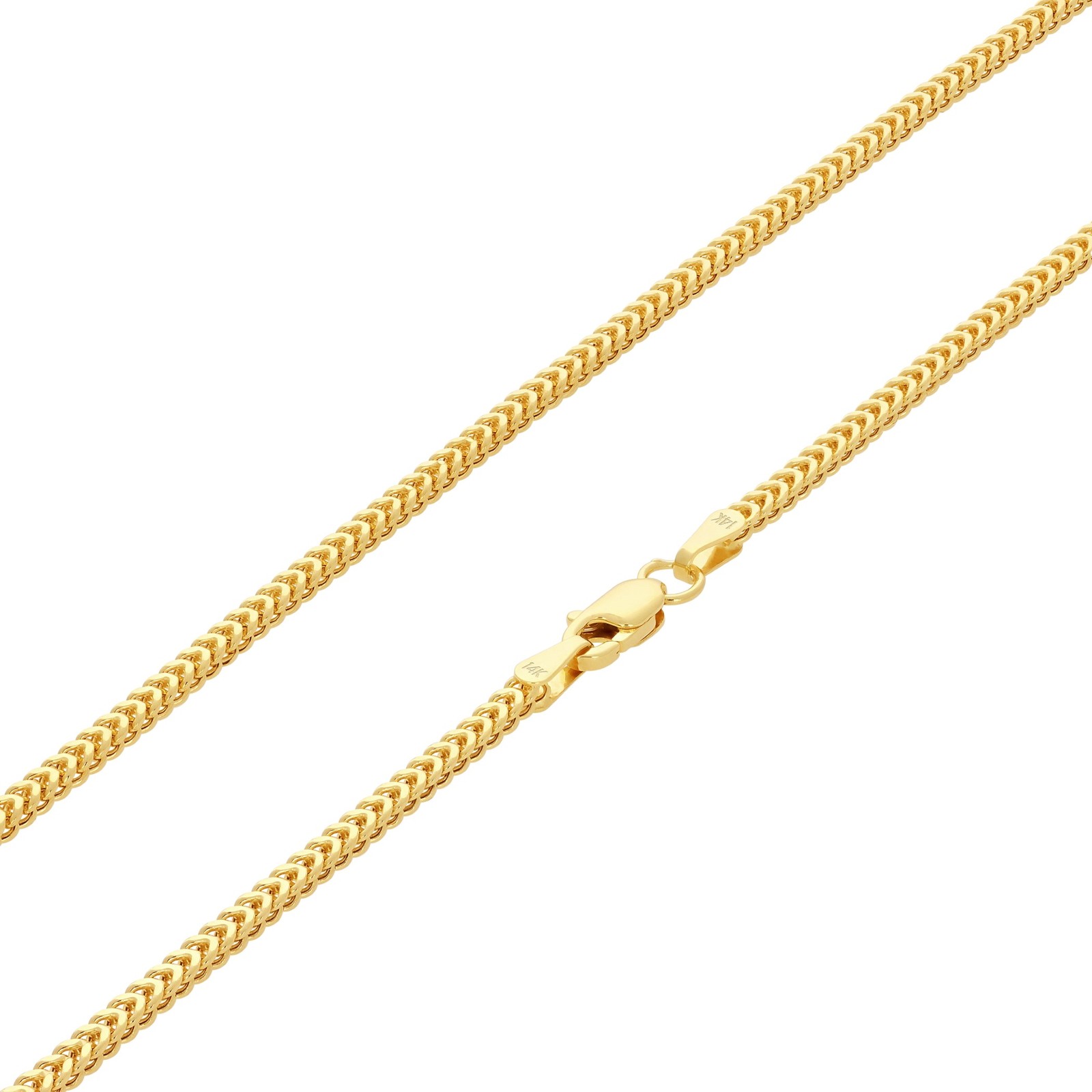 14K Yellow Gold 1.5mm-5mm Franco Square Box Chain Necklace Mens Womens 16″- 30″