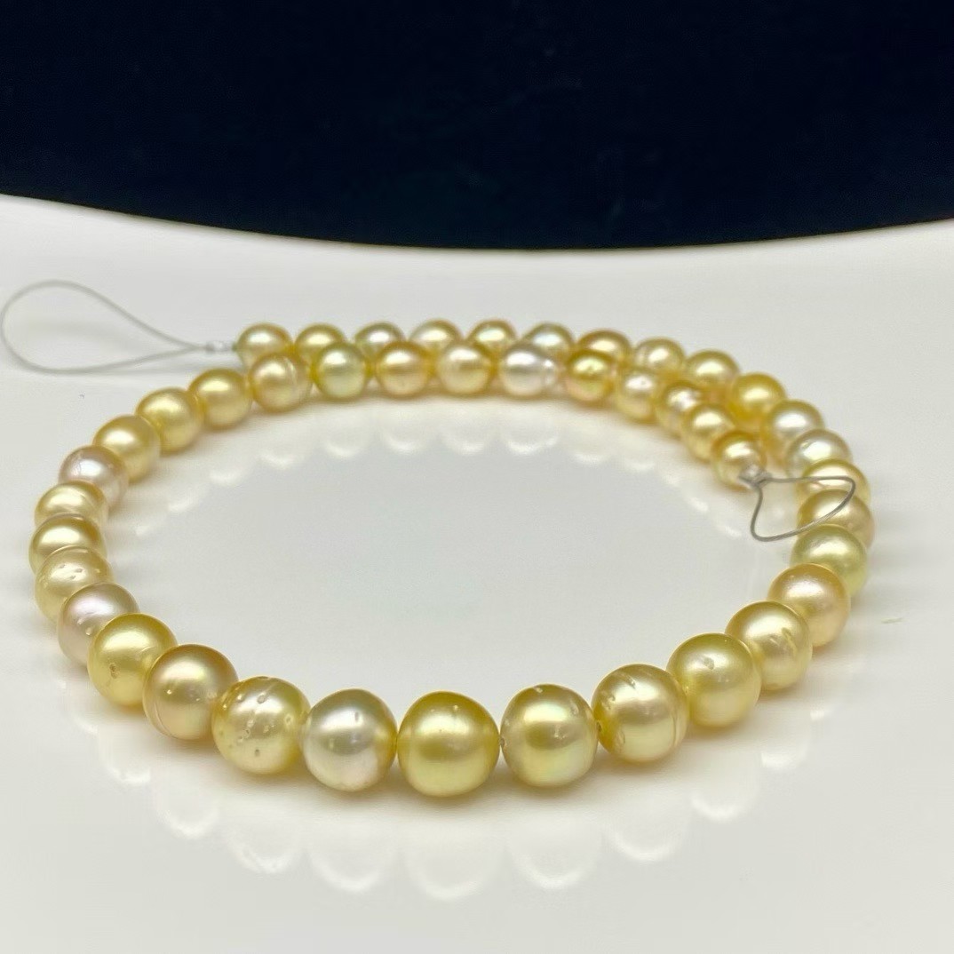 7.2-9.8 mm natural baroque gold south sea pearl necklace
