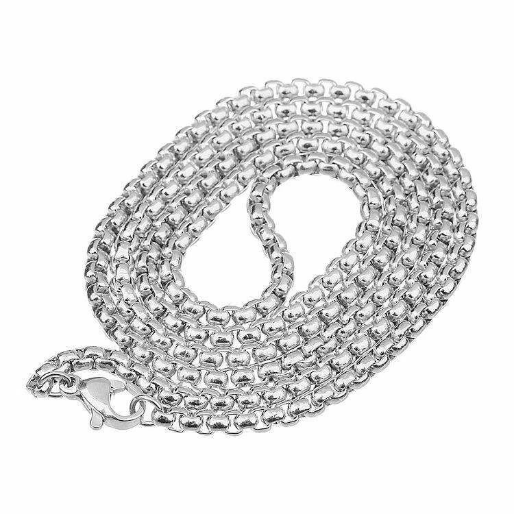 18K White Gold Filled Hypoallergenic 3mm Italian Round Box Chain Necklace 20-28″