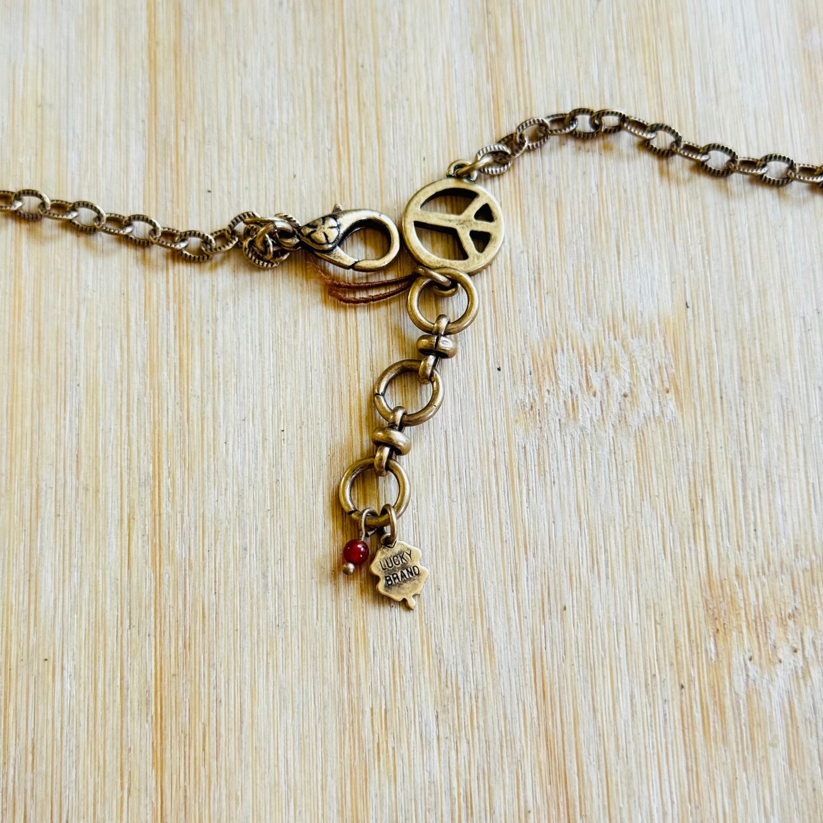 Lucky Brand Y2K Groovy Butterfly Necklace Brass Statement Chunky Boho Beaded