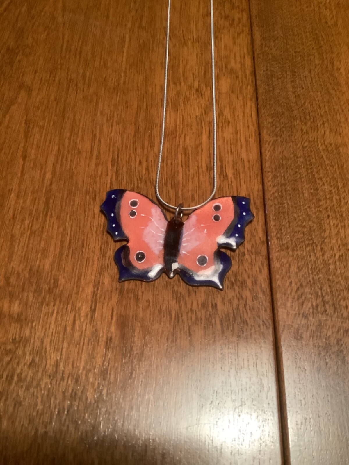 Butterfly pendant from Spain with silver necklace marked 925