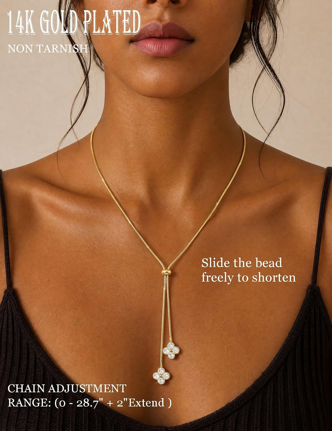 Lariat Gold Necklace for Women Long Dainty Y Necklaces Drop Chunky | 14K Gold Pl