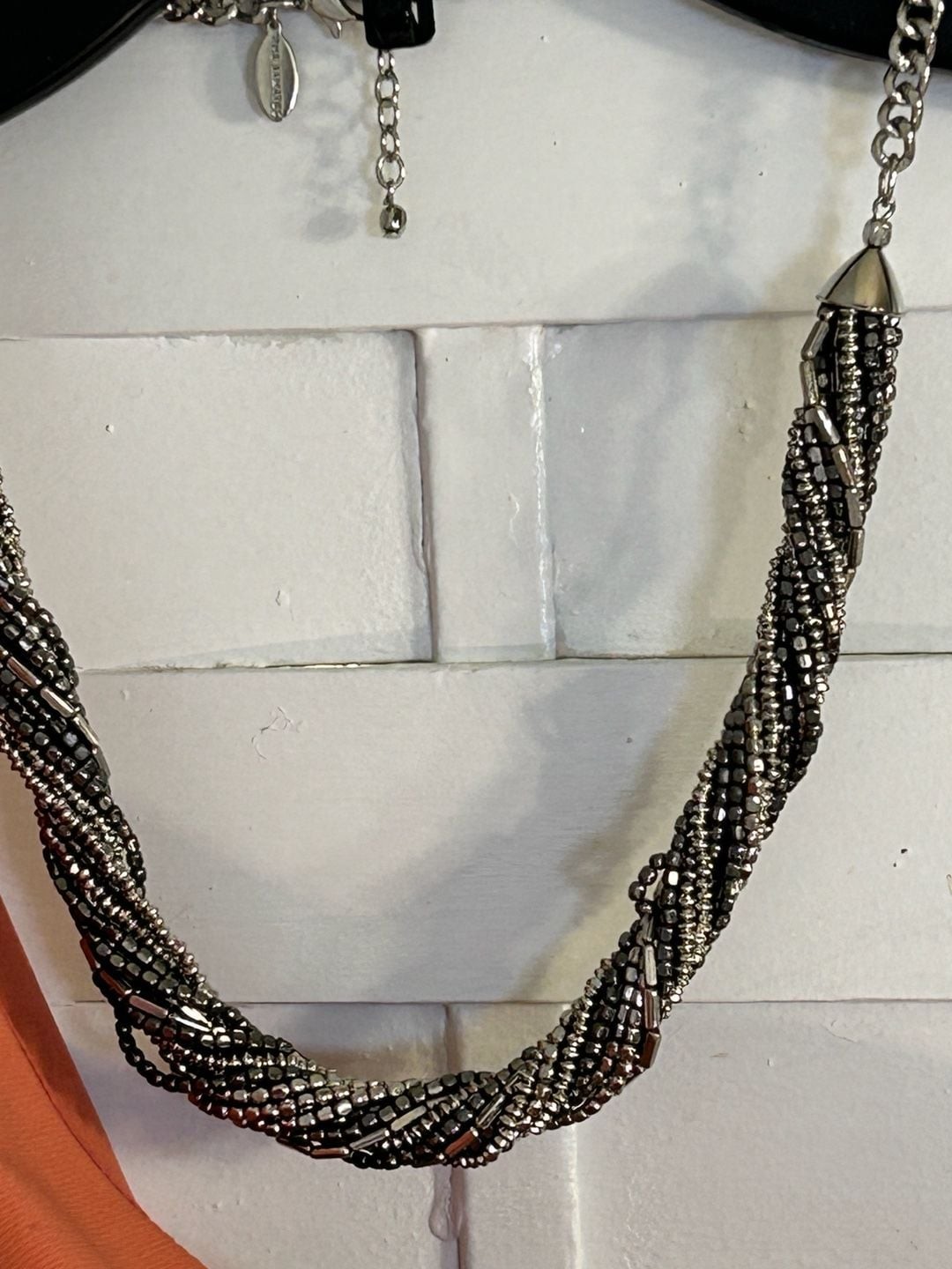 The Sak Silver Toned Multi-Strand Braided Beaded Statement Necklace