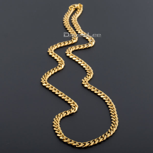 4MM Yellow Gold Filled CURB CUBAN Link Chain Necklace Men Women Hip Hop 18-30″