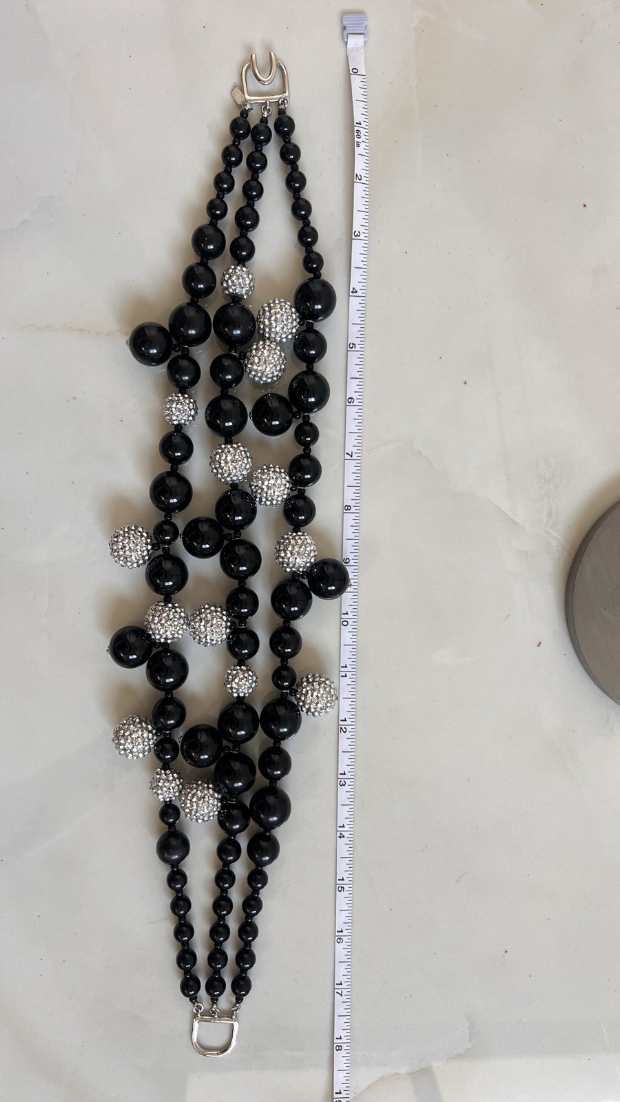 kenneth jay lane necklace black bead crystal ball statement bib signed