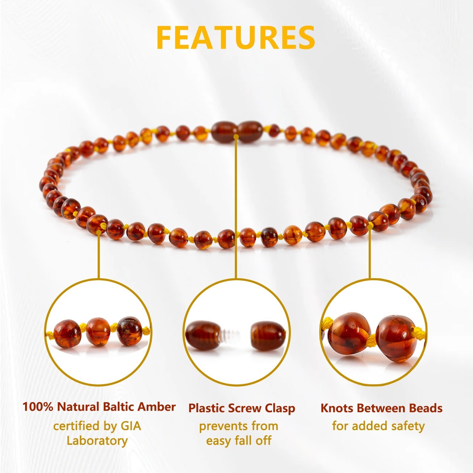 Genuine Amber Necklace/Bracelet Beads Knotted