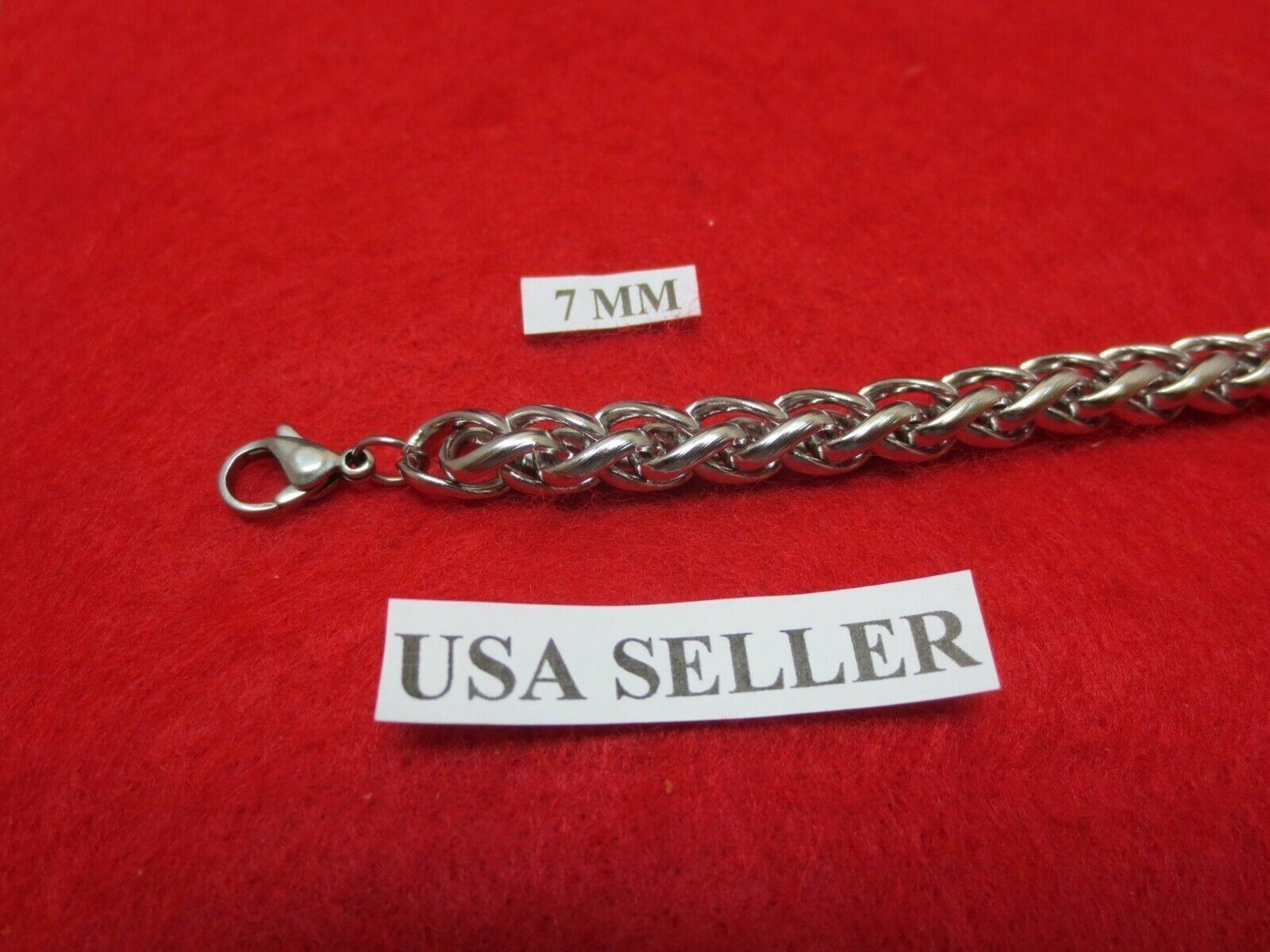 40 INCH STAINLESS STEEL SILVER 7MM WHEAT ROPE CHAIN NECKLACE