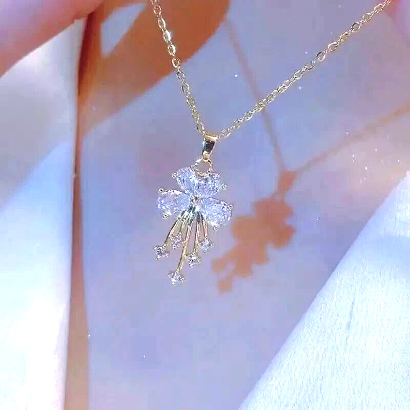18K Plated Chain Flower Butterfly Inlaid Zircon Pendant Chain Jewelry Gift Women