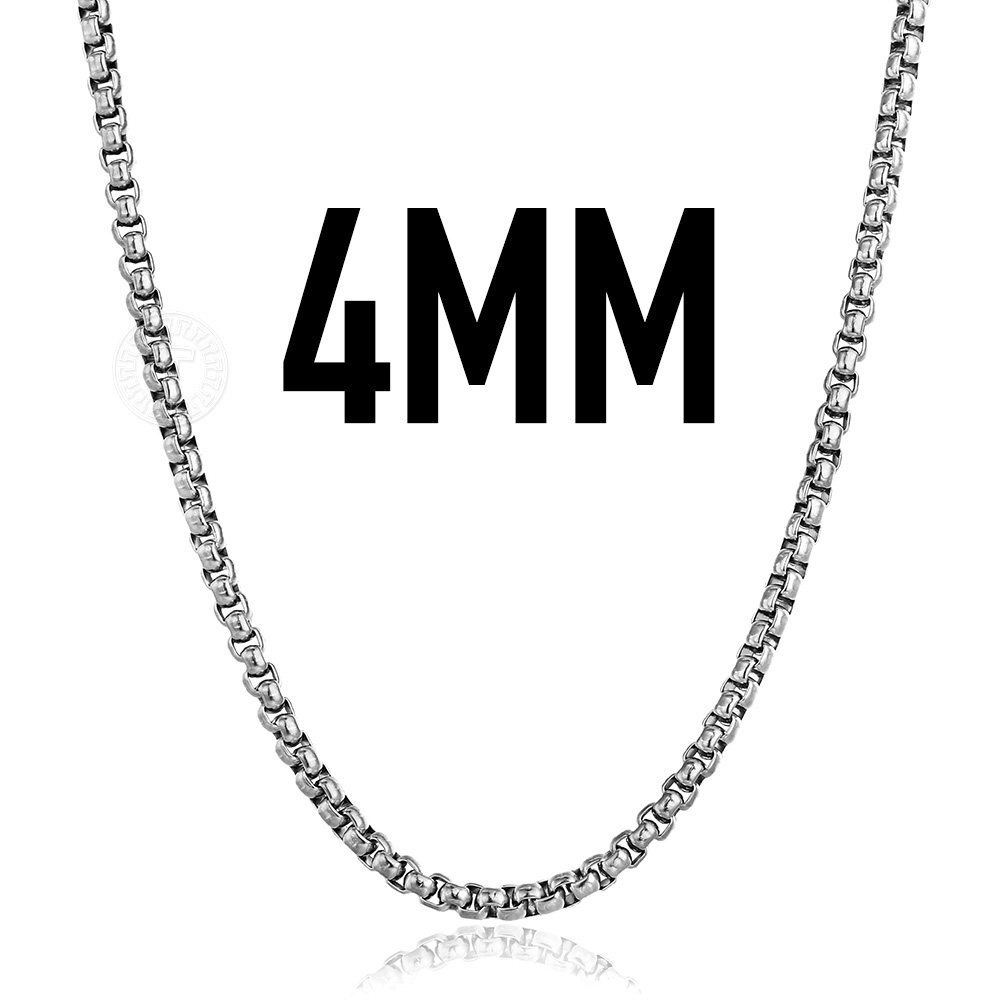 4mm Silver Titanium steel Box Chain Necklace Men Women 18 inch-24 inch