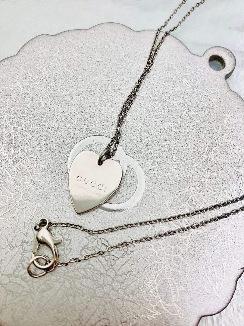 Excellent GUCCI Pendant Top, 925 Sterling Silver + Aftermarket Thin Chain,