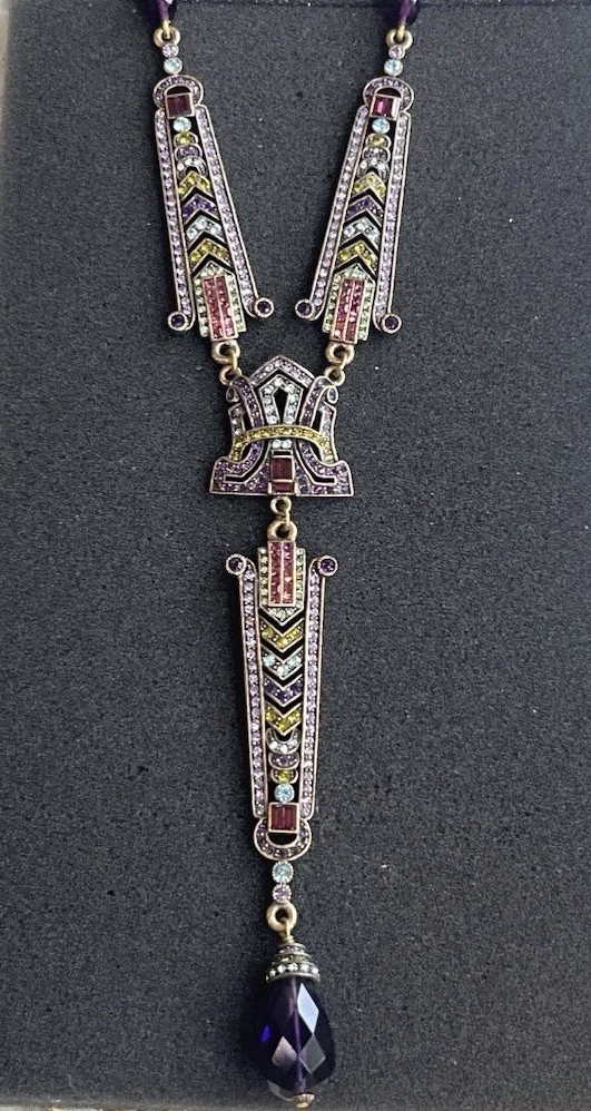Heidi Daus – Purple Art Deco Medallion – New With Tags -Beautiful Necklace