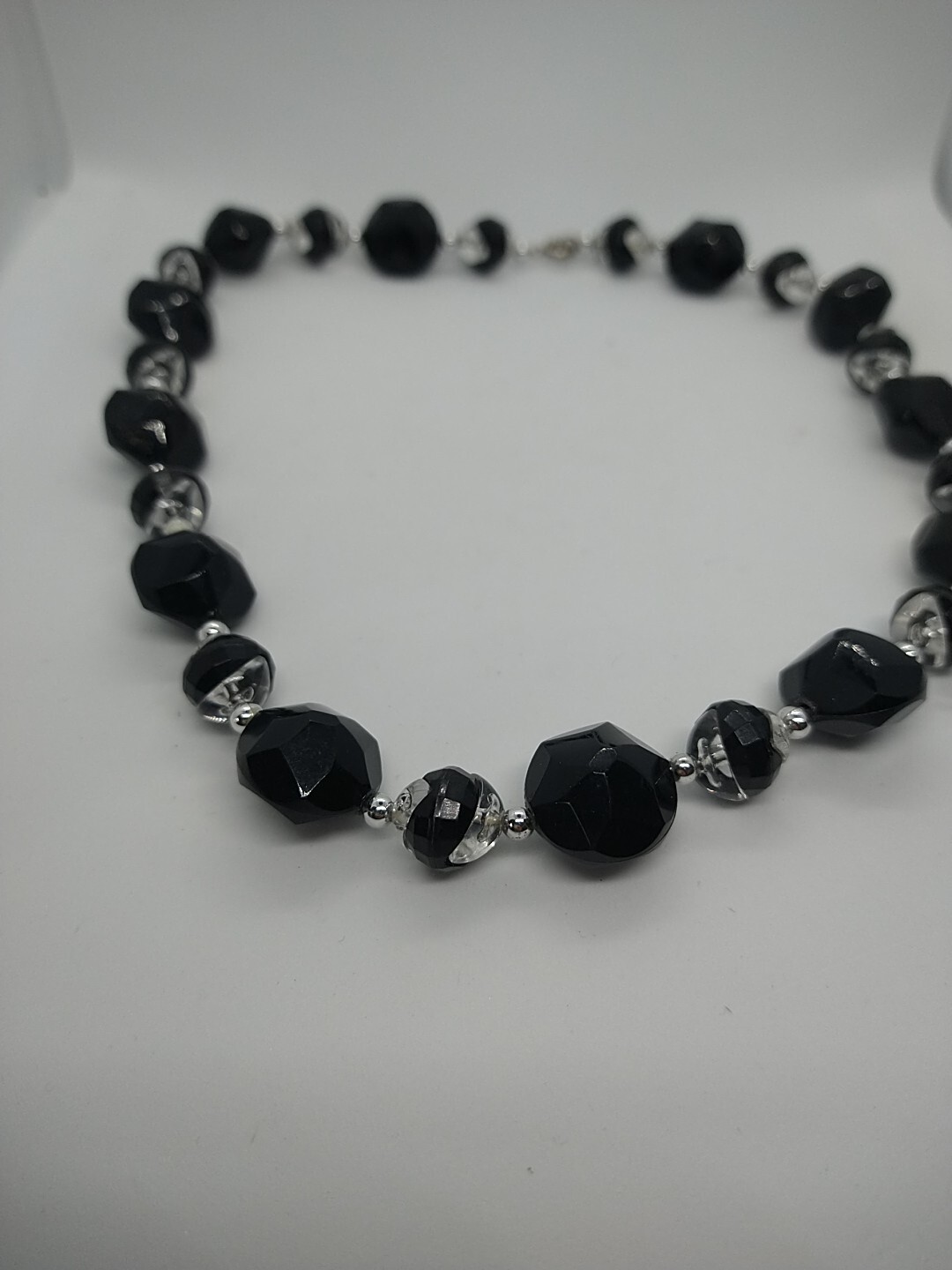 Necklace black Goth clear vintage beads vintage style retro Halloween y2k 1990′