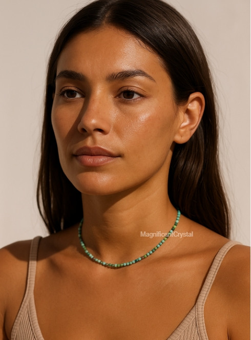 A+++ Genuine Natural Turquoise Choker Necklace Minimalist Stone Beaded Jewelry