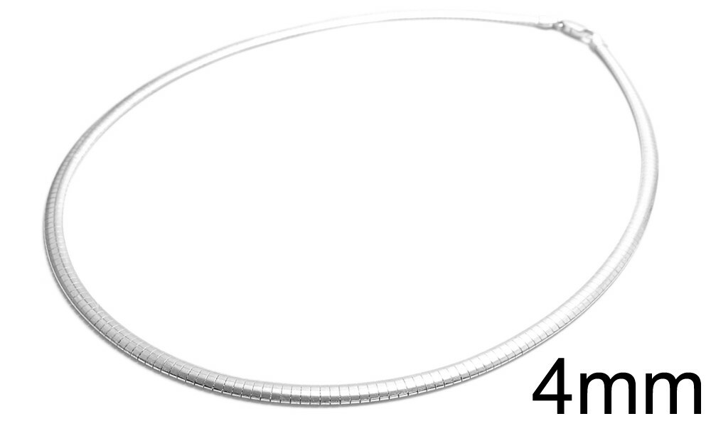 925 Sterling Silver Elegant Omega Chain Necklace – All Widths and Lengths