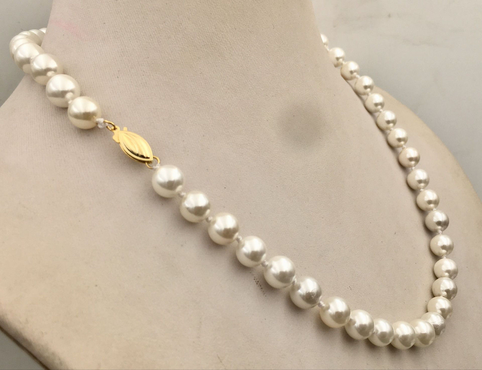 6/8/10mm White Akoya Shell Pearl Round Beads Necklace 18″