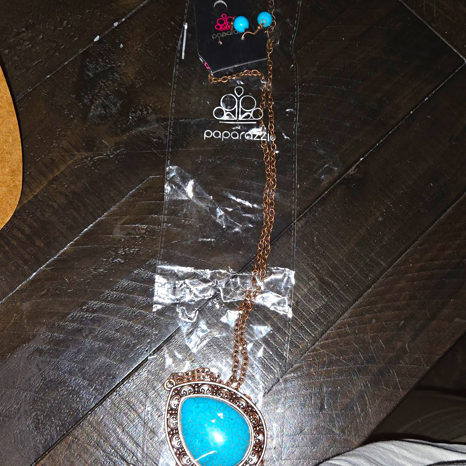Paparazzi Nickel-Free Blue Teardrop Charm Pendant Copper Cable Chain Necklace