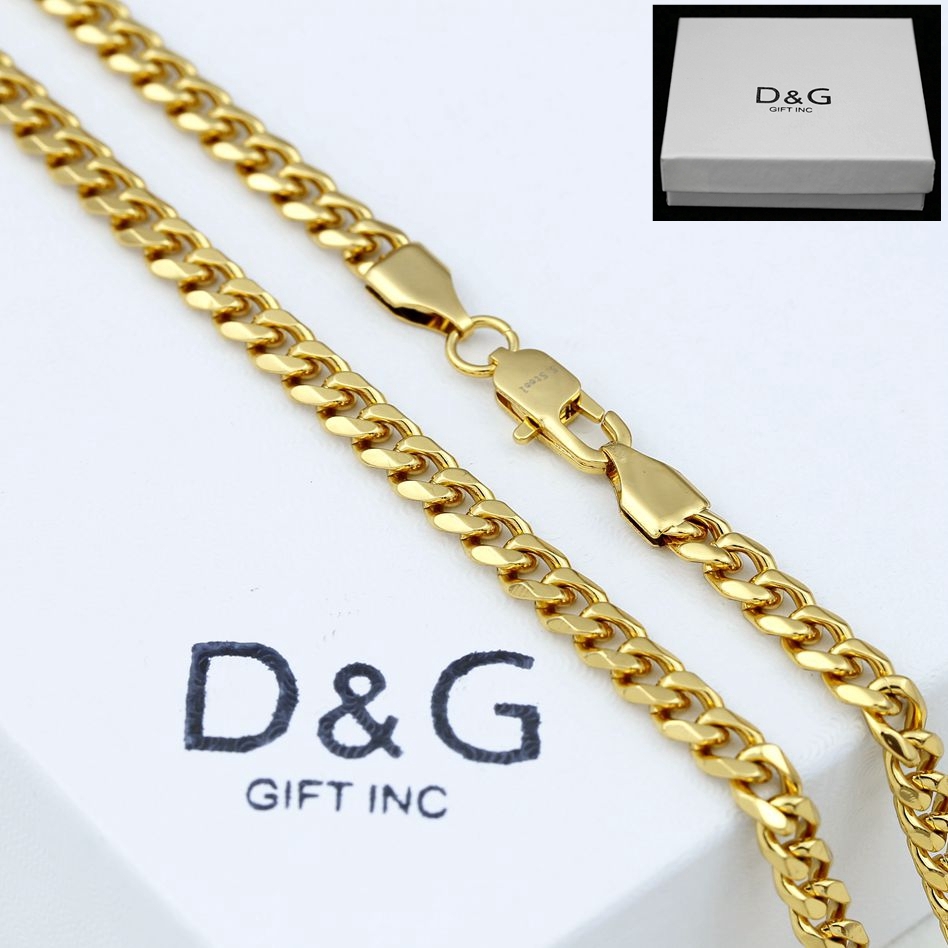 DG Men’s 24″ Gold Stainless Steel 8mm Miami Cuban Curb Chain Necklace + BOX